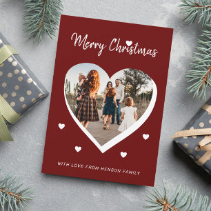 Merry Christmas Heart Family Photo  Holiday Card