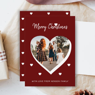 Merry Christmas Heart Family Photo Script Holiday Card