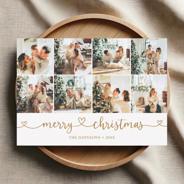 Merry Christmas Heart Photo Collage Holiday Card (Creator Uploaded)
