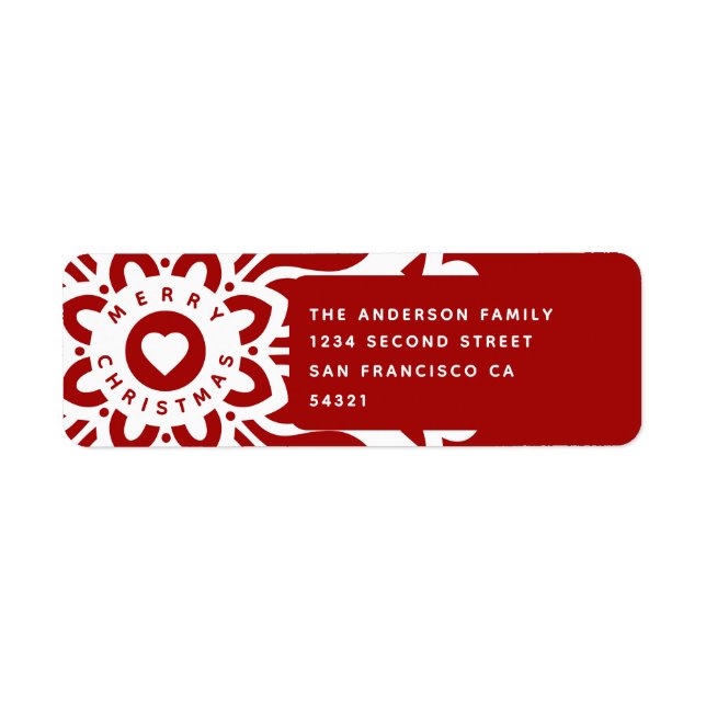 Merry Christmas Heart Snowflake Red White (Front)