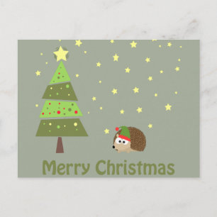 Merry Christmas Hedgehog Holiday Scene Postcard