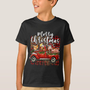 Merry Christmas Heifer Animals Farm Santa Red Truc T-Shirt