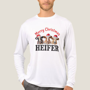 Merry Christmas Heifer Funny Cow Xmas Holiday Tri-Blend Shirt