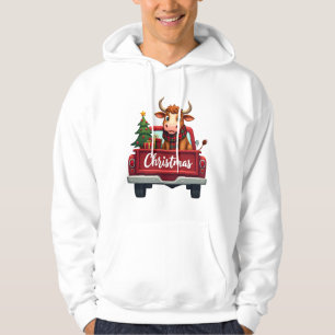 Merry Christmas Highland Cow Christmas Tree Red Tr Hoodie