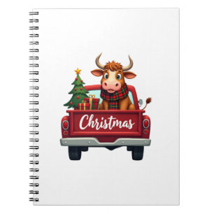 Merry Christmas Highland Cow Christmas Tree Red Tr Notebook