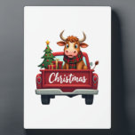 Merry Christmas Highland Cow Christmas Tree Red Tr Plaque<br><div class="desc">Merry Christmas Highland Cow Christmas Tree Red Truck Xmas T-Shirt (3)</div>