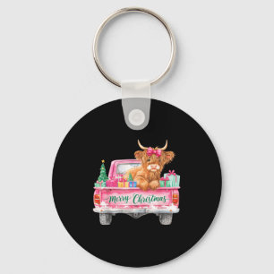 Merry Christmas Highland Cow Nk Truck Xmas Tree Wo Key Ring