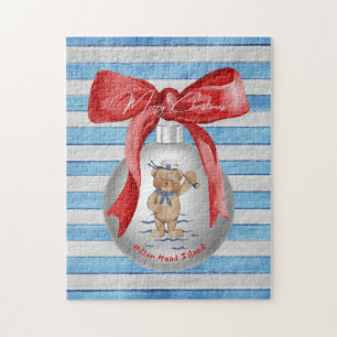 Merry Christmas Hilton Head Island Bear Ornament Jigsaw Puzzle