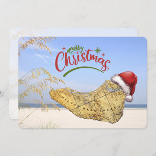 Merry Christmas Hilton Head Island Map & Beach Holiday Card