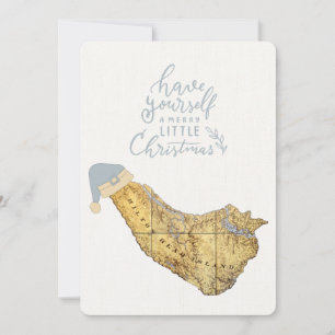 Merry Christmas Hilton Head Island Map Coastal Holiday Card