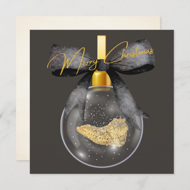 Merry Christmas Hilton Head Island Map Ornament Holiday Card (Front/Back)