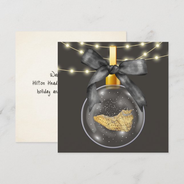 Merry Christmas Hilton Head Island Map Ornament Holiday Card (Front/Back)