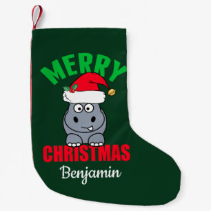 Merry Christmas Hippo Cute Custom Small Christmas Stocking
