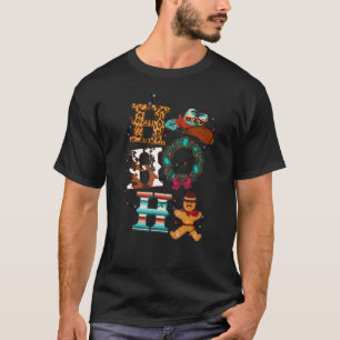Merry Christmas HO HO HO Cowgirl Hat Cowhide & Bli T-Shirt
