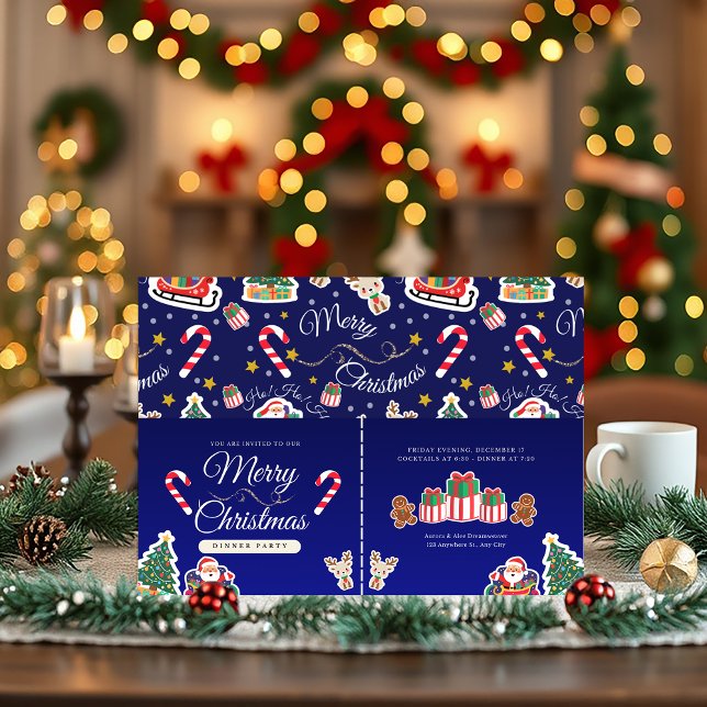 Merry Christmas, HO!HO!HO! Custom Blue Invitation (Creator Uploaded)