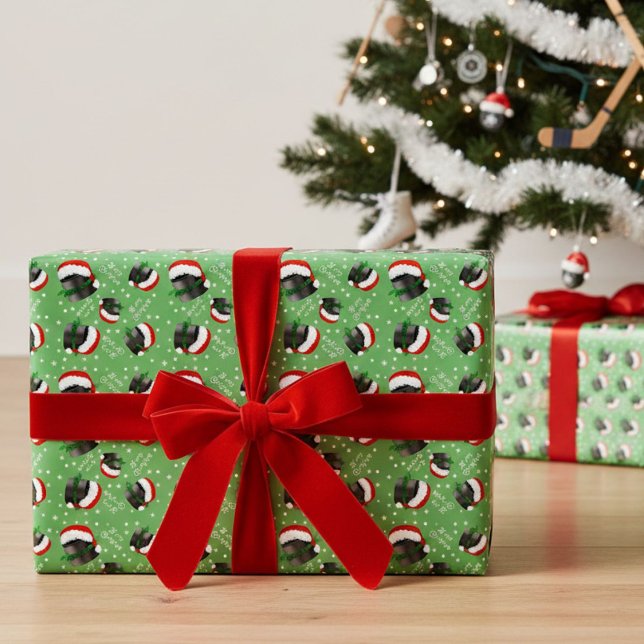 Merry Christmas Hockey Pucks Wrapping Paper (Creator Uploaded)