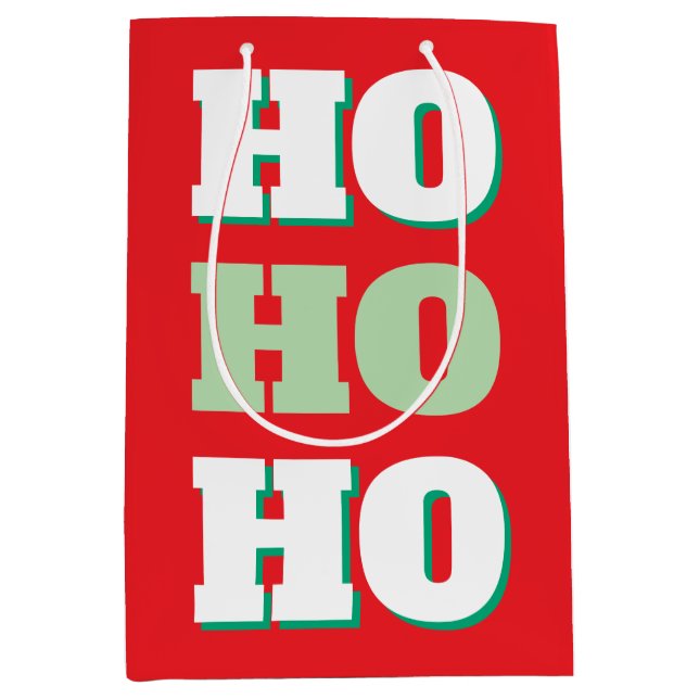 Merry Christmas HoHoHo Party Minimalist Plain Medium Gift Bag (Front)