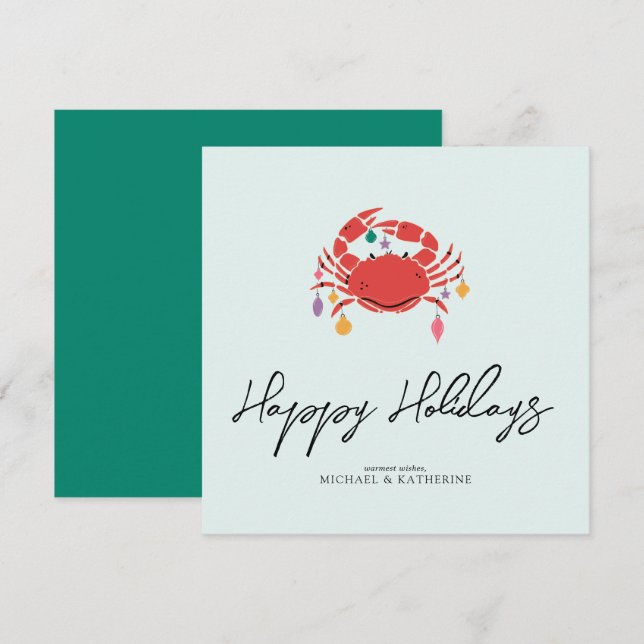 Merry Christmas | Holiday Beach Crab Card (Front/Back)