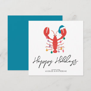 Merry Christmas Holiday Beach Lobster Crab Card