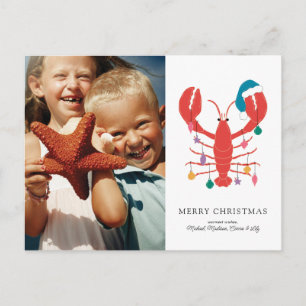 Merry Christmas Holiday Beach Lobster Crab Postcard