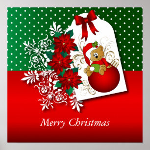 Merry Christmas Holiday Bear Poster