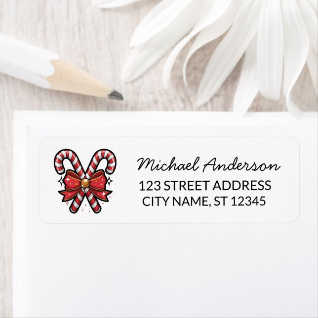 Merry Christmas Holiday Candy Cane Return Address (Insitu)