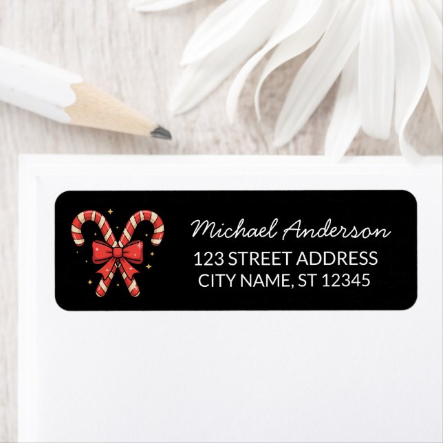 Merry Christmas Holiday Candy Cane Return Address (Insitu)