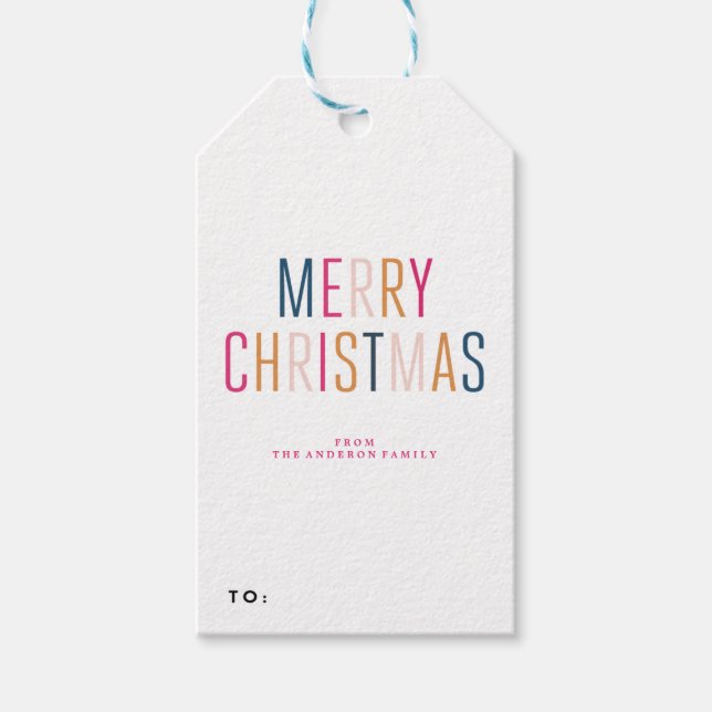 MERRY CHRISTMAS holiday christmas Gift Tags (Front)