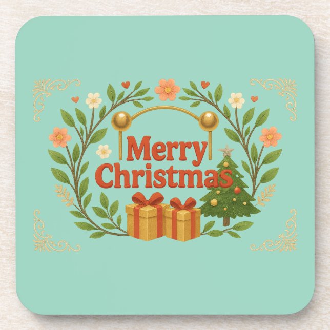 Merry Christmas Holiday Coasters (Set of 6) (Front)