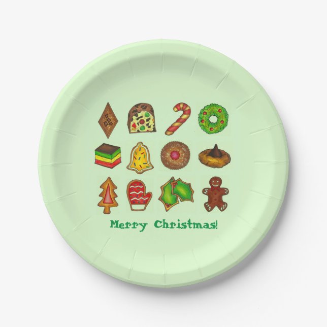 Merry Christmas Holiday Cookies Xmas Baking Paper Plate (Front)