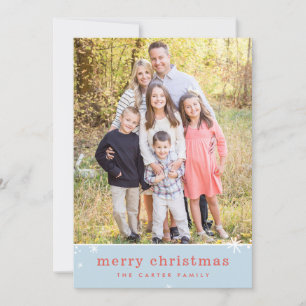 MERRY CHRISTMAS holiday cute festive sparkle blue Card