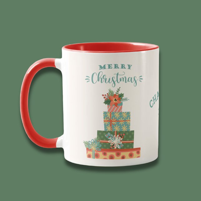 Merry Christmas Holiday Cute Modern Personalised  Mug (Creator Uploaded)