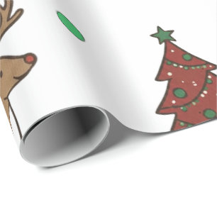 Merry Christmas Holiday Deer & Candy Cane Gift Wra Wrapping Paper