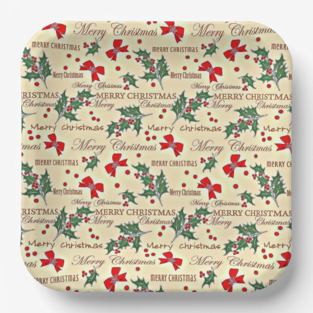 Merry Christmas holiday design Paper Plate (Front)