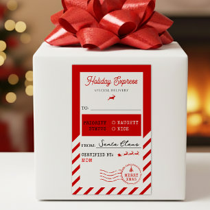 Merry Christmas Holiday Express Mail To From Rectangular Sticker