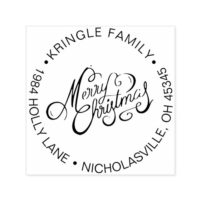 Merry Christmas Holiday Family Return Address Self-inking Stamp (Design)