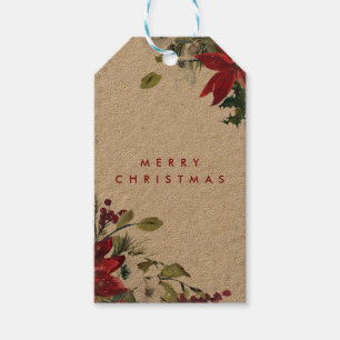 Merry Christmas holiday floral winter gift tags