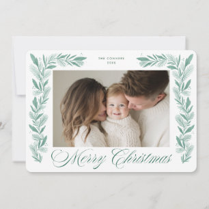 Merry Christmas Holiday Garland Photo Design Card