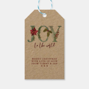 Merry Christmas holiday gift tags Joy