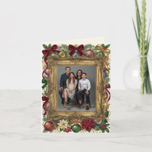 Merry Christmas Holiday Gold Frame Photo Card