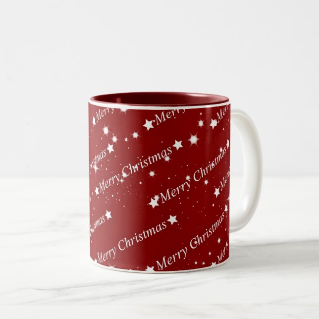 Merry Christmas, holiday greetings Two-Tone Coffee Mug (Front Right)