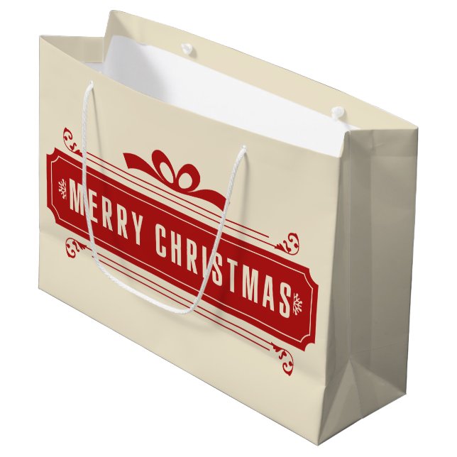 Merry Christmas Holiday Large Gift Bag (Front Angled)