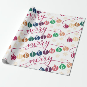 Merry Christmas Holiday Ornament Wrapping Paper