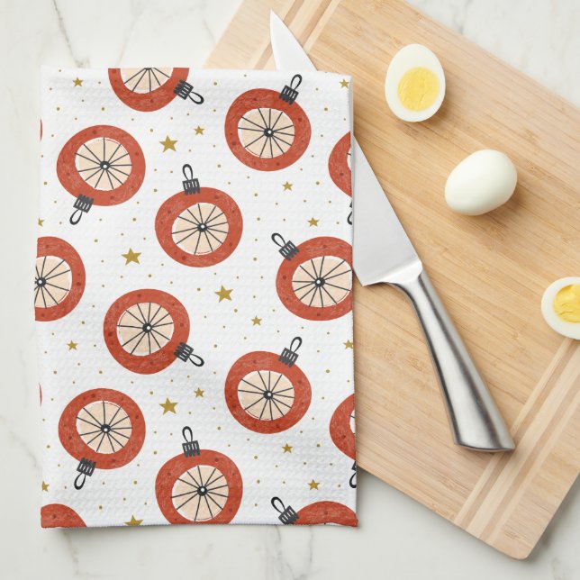 Merry Christmas Holiday Ornaments Kitchen Towel (Quarter Fold)