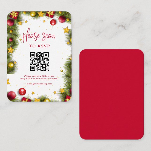 Merry Christmas Holiday Party QR Code RSVP Enclosure Card (Front/Back)