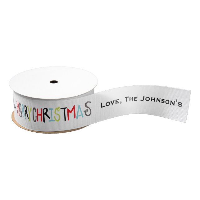 Merry Christmas | Holiday Personalised Ribbon Grosgrain Ribbon (Spool)