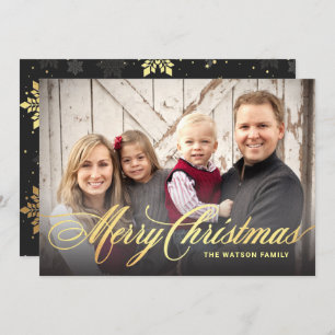 Merry Christmas Holiday Photo Cards Faux Gold Foil