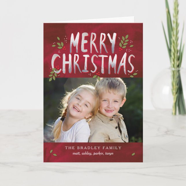 Merry Christmas Holiday Photo Greeting Cards (Front)
