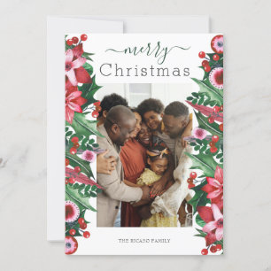 Merry Christmas Holiday Photo Holly Berry Card