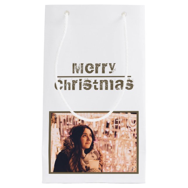 Merry Christmas Holiday Photo  Small Gift Bag (Front)